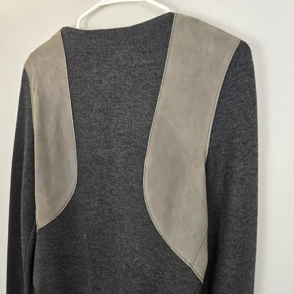 ELIE TAHARI $898 JOPLIN Genuine Lamb Leather MerinoWool Asymmetric Moto Jacket M - Picture 8 of 14